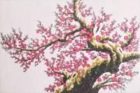 Tranh đá quý hoa đào chữ tâm 01 - HD01