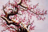 Tranh đá quý hoa đào chữ tâm 02 - HD02