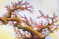 Tranh đá quý hoa đào chữ tâm 05 - HD05 (Hoa đào xếp đá viên)