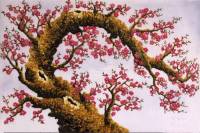 Tranh đá quý hoa đào thế rồng - HD07