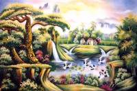 Tranh đá quý tùng hạc mùa xuân - TM12