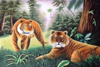 Tranh đá quý song hổ - DV17