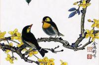 Tranh đá quý hỷ tước cành mai 02 - DV20