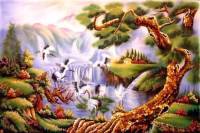 Tranh đá quý tùng hạc mùa xuân - DV23