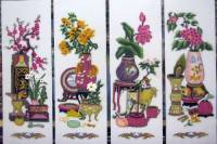 Tranh tứ bình Đào Sen Cúc Trà - TQ11