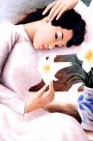 Tranh đá quý thiếu nữ bên hoa huệ - NV23