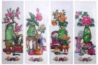 Tranh tứ bình Đào Sen Cúc Hồng - TQ13