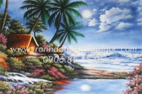 Tranh đá quý ngôi nhà bên bờ biển - PCNN08