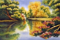 Tranh đá quý hồ thiên nga - PCNN10