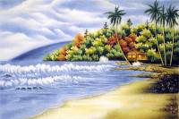 Tranh đá quý ngôi nhà bên bờ biển - PCNN22