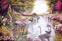 Tranh đá quý hồ thiên nga - PCNN24