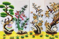 Tranh tứ quý Tùng Trúc Cúc Mai - TQ29