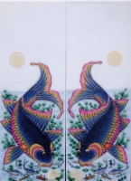 Tranh đá quý cá chép chơi trăng - DV37