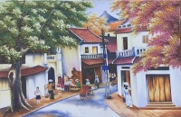 Tranh đá quý phố cổ Hà Nội THN24