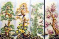 Tranh tứ quý Đào Trúc Cúc Tùng - TQ01